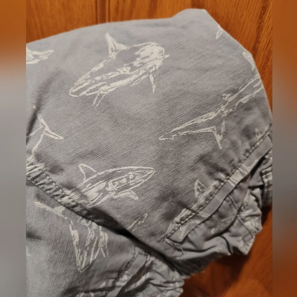 Gray Shark Print Shorts